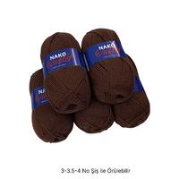 İH8122 - 520 gr. (5 Adet) Nako outlet kahverengi  İhraç Fazlası İp