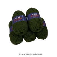 İH8162 - 560 gr. (5 Adet) Nako Outlet Haki Yeşil İhraç Fazlası İp