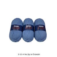 İH8177 - 300 gr. (3 Adet) Nako outlet mavi İhraç Fazlası İp