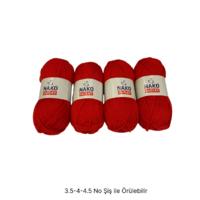 İH8300 - 220 gr. (4 Adet) Nako outlet kırmızı İhraç Fazlası İp