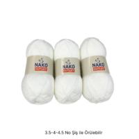 İH8301 - 160 gr. (3 Adet) Nako outlet beyaz İhraç Fazlası İp
