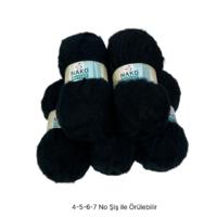 İH8356 - 550 gr. (5 Adet) Kid moher siyah Nako outlet  İhraç Fazlası İp