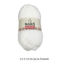 İH9179 - 258 gr. (1 Adet) Nako outlet ince beyaz  İhraç Fazlası İp