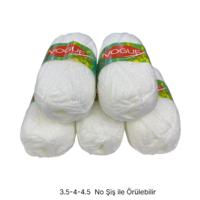 İH9383 - 514 gr. (5 Adet) Simli nako vogue beyaz  İhraç Fazlası İp