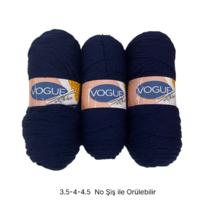 İH9387 - 590 gr. (3 Adet) Nako vogue uzun sarım lacivert  İhraç Fazlası İp