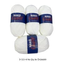 İH9462 - 390 gr. (4 Adet) Antipilling Nako outlet beyaz  İhraç Fazlası İp