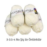 İH9597 - 390 gr. (5 Adet) Antipilling (Tüylenmez) Nako Vogue Ekru İhraç Fazlası İp