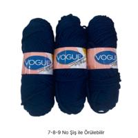 İH9613 - 440 gr. (3 Adet) Kalın lacivert  nako vogue uzun sarım  İhraç Fazlası İp