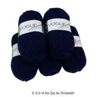 İH9677 - 570 gr. (5 Adet) % 25 yün nako vogue lacivert İhraç Fazlası İp