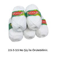 İH9764 - 480 gr. (5 Adet) Cotton Lüks Nako Vogue Beyaz İhraç Fazlası İp