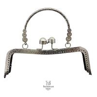 İnci Tokalı Kulplu Çanta Klipsi - Burs (SN4) / 20 cm - Gümüş (Dikmeli)