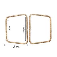 Kabartma Desenli Dikdörtgen Metal Çanta Sapı ÇİFT (8 cm) - Gold