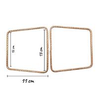 Kabartma Desenli Kare Metal Çanta Sapı ÇİFT (11 cm) - Gold