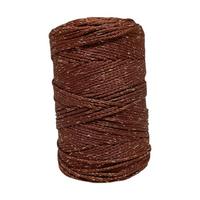 Kahverengi - Simli Polyester Makrome İpi 200 gr.