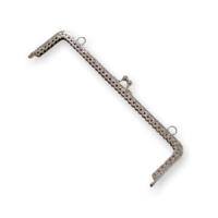 Desenli Kare Çanta Klipsi - Burs / 20 cm - Gümüş (Dikmeli)