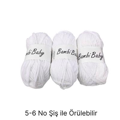 KD1824 - 334 gr. (3 Adet) Standart kalınlık BEYAZ Kadife İhraç Fazlası İp