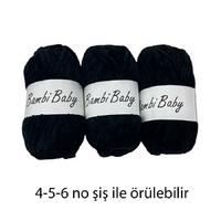 KD2225 - 300 gr. (3 Adet) Standart kalınlık kadife siyah İhraç Fazlası İp