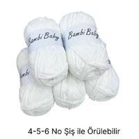 KD2476 - 500 gr. (5 Adet) Standart kalınlık kadife beyaz İhraç Fazlası İp