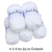 KD2749 - 500 gr. (5 Adet) Standart kalınlık kadife beyaz Kadife İhraç Fazlası İp