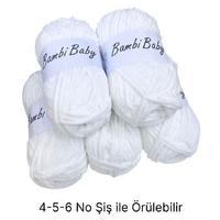 KD2758 -500 gr. (5 Adet) Standart kalınlık beyaz Kadife İhraç Fazlası İp