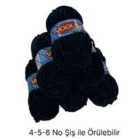 KD2988 - 358 gr. (6 Adet) Siyah Nako Vogue Standart kalınlık Kadife İhraç Fazlası İp