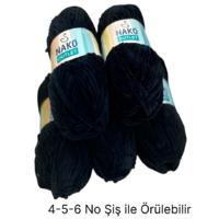 KD3473 - 484 gr. (5 Adet) Standart kalınlık kadife nako outlet siyah Kadife İhraç Fazlası İp