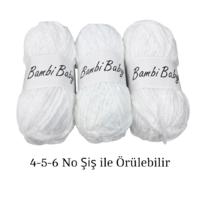 KD3632 - 300 gr. (3 Adet) Standart Kalınlık Beyaz Kadife İhraç Fazlası İp