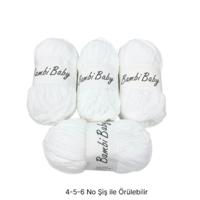 KD3724 - 400 gr. (4 Adet) Standart kalınlık kadife beyaz Kadife İhraç Fazlası İp