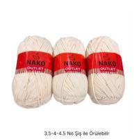 KD3750 - 628 gr. (3 Adet) İnce kadife nako outlet krem  Kadife İhraç Fazlası İp