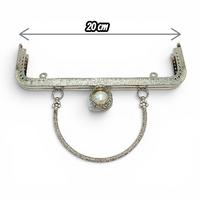 Kraliçe İnci Taşlı Çanta Klipsi - Burs / 20 cm - Gümüş (Dikişli)