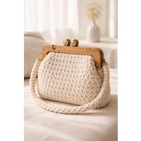 M11 Kırmızı - Ahşap Bambu Çanta Bursu / Çanta Çerçevesi