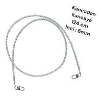 MDL4 124 cm İnci Boncuklu Çanta Sapı  - Gümüş Klipsli