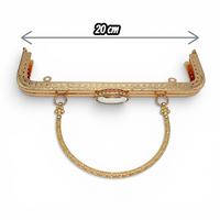 Oval Büyük Taşlı Çanta Klipsi - Burs / 20 cm - Gold (Dikişli)