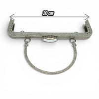 Oval Büyük Taşlı Çanta Klipsi - Burs / 20 cm - Gümüş (Dikişli)