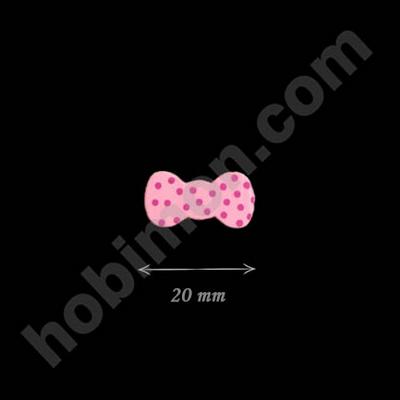 Pembe Ahşap Papyon Boncuk - 20mm