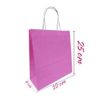 Pembe Burgu Saplı Kraft Poşet - 25x22x9 cm