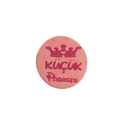 Şeker Pembe Küçük Prenses Baskılı Ahşap Boncuk - 20 mm