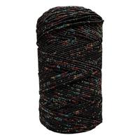 Siyah - Renkli Simli 1.5 mm Simli Slim Supla (Supra) Çanta ve Runner İpi - 180-200 gr. 200 mt.