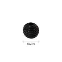 Siyah Ahşap Çizgili Top Boncuk - 20 mm