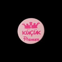 Toz Pembe Küçük Prenses Baskılı Ahşap Boncuk - 20 mm