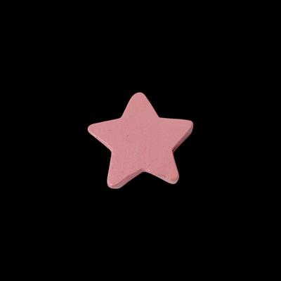 Yıldız Figürlü Pembe Ahşap Boncuk - 10 mm