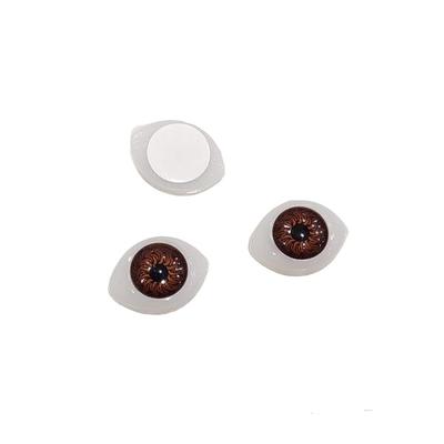 12x16 mm Kahverengi Oval Plastik Oyuncak Göz Çifti - Kendinden Yapışkanlı Gerçekçi Göz
