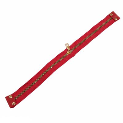 40 cm Deri Detaylı Çanta Fermuarı - Kırmızı