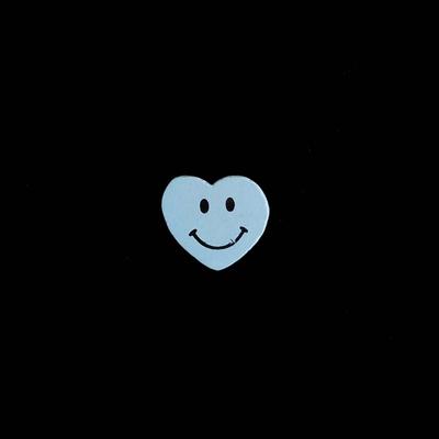 Açık Mavi Ahşap Kalpli Boncuk - Gülen Yüz