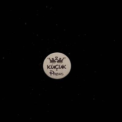 Gümüş Küçük Prens Baskılı Ahşap Boncuk - 20 mm