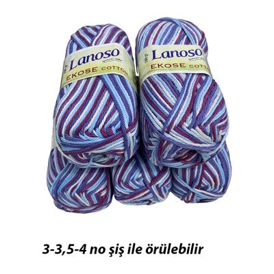 İ2974 - 500 gr. (5 Adet) Lanoso Ekose Cotton (%100 Pamuk) Color 801