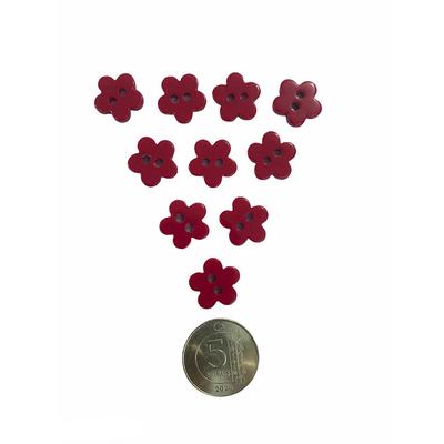 Model 24 Kırmızı Çiçek Amigurumi Düğmesi - 10 Adet