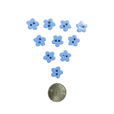 Model 25 Bebe Mavi Çiçek Amigurumi Düğmesi - 10 Adet