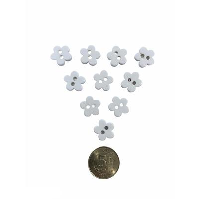 Model 30 Kar Beyaz Çiçek Amigurumi Düğmesi - 10 Adet