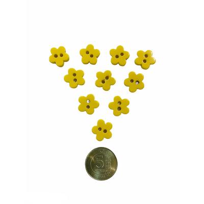 Model 31 Koyu Sarı Çiçek Amigurumi Düğmesi - 10 Adet